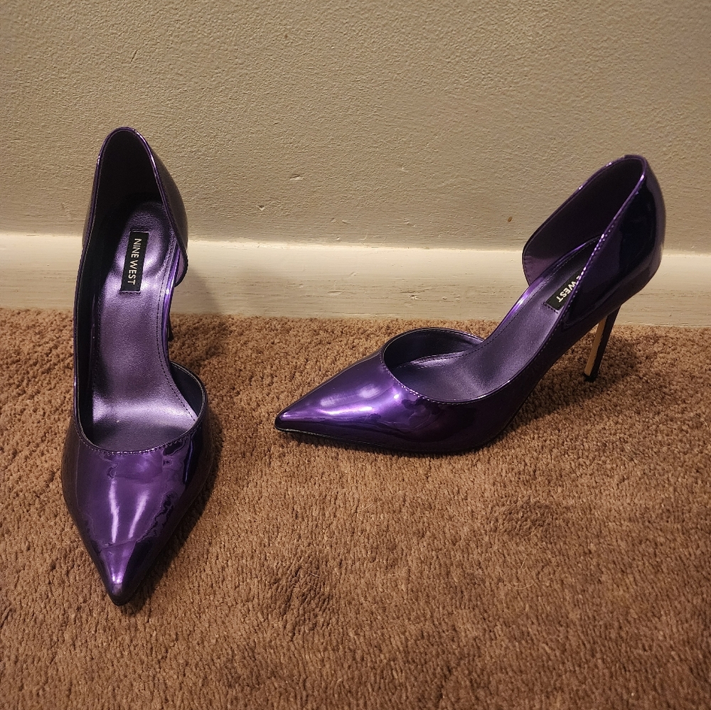 Nine West Metallic Purple Pointed-Toe Stiletto Heels
